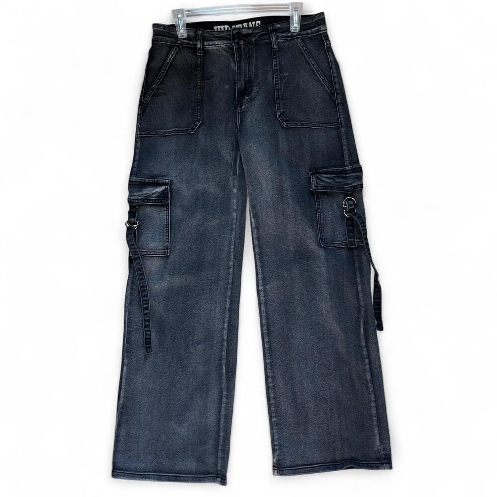 VIP Jeans black cargo wide leg jeans